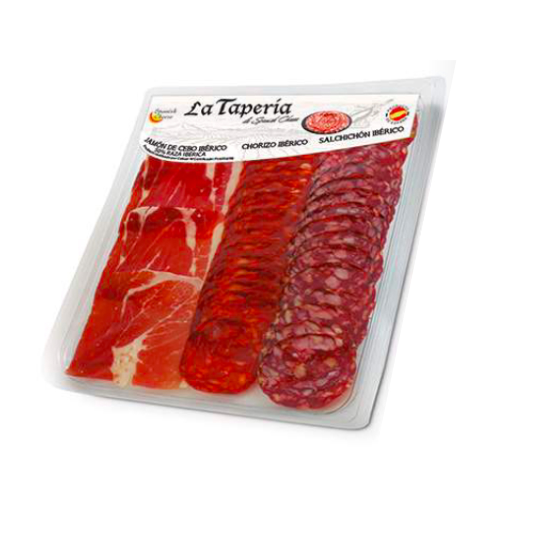 Набор Хамон Серрано, Чоризо и Сальчичон нарезка 150 грамм